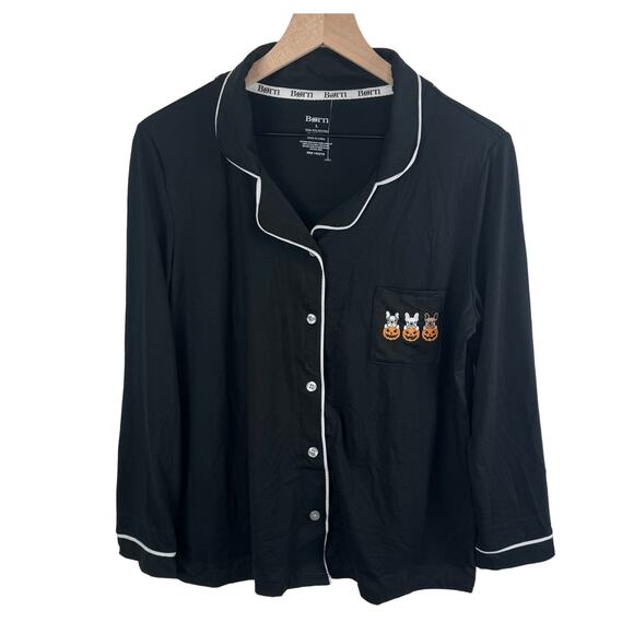 Born Women's Halloween Pajama Top‎ Size Large French Bulldog Dogs Pumpkin Black - Picture 1 of 5